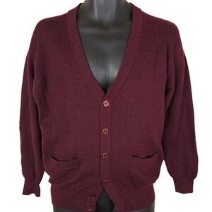 Fenghuang Cardigan Sweater Vintage Wool Maroon Mens Size Medium